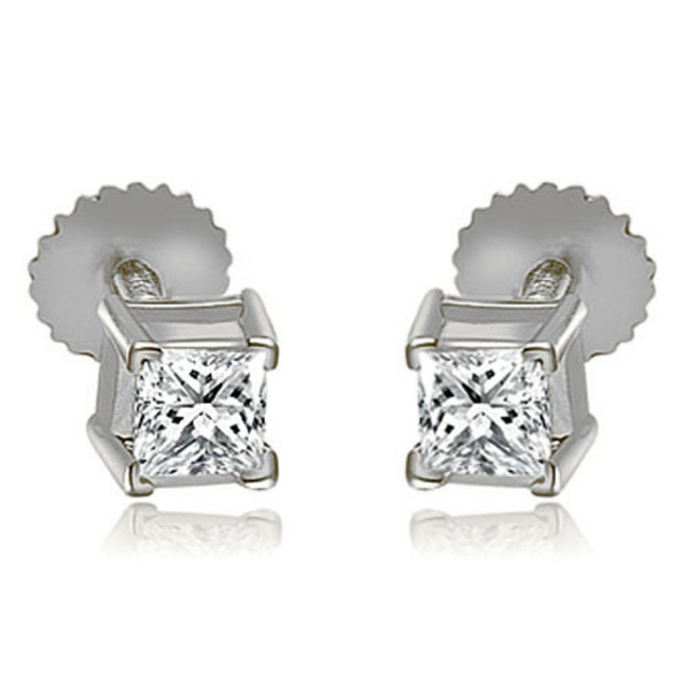 0.25 cttw. 14K White Gold Princess Cut Diamond V-Prong Heavy Stud Earrings (I1, H-I)