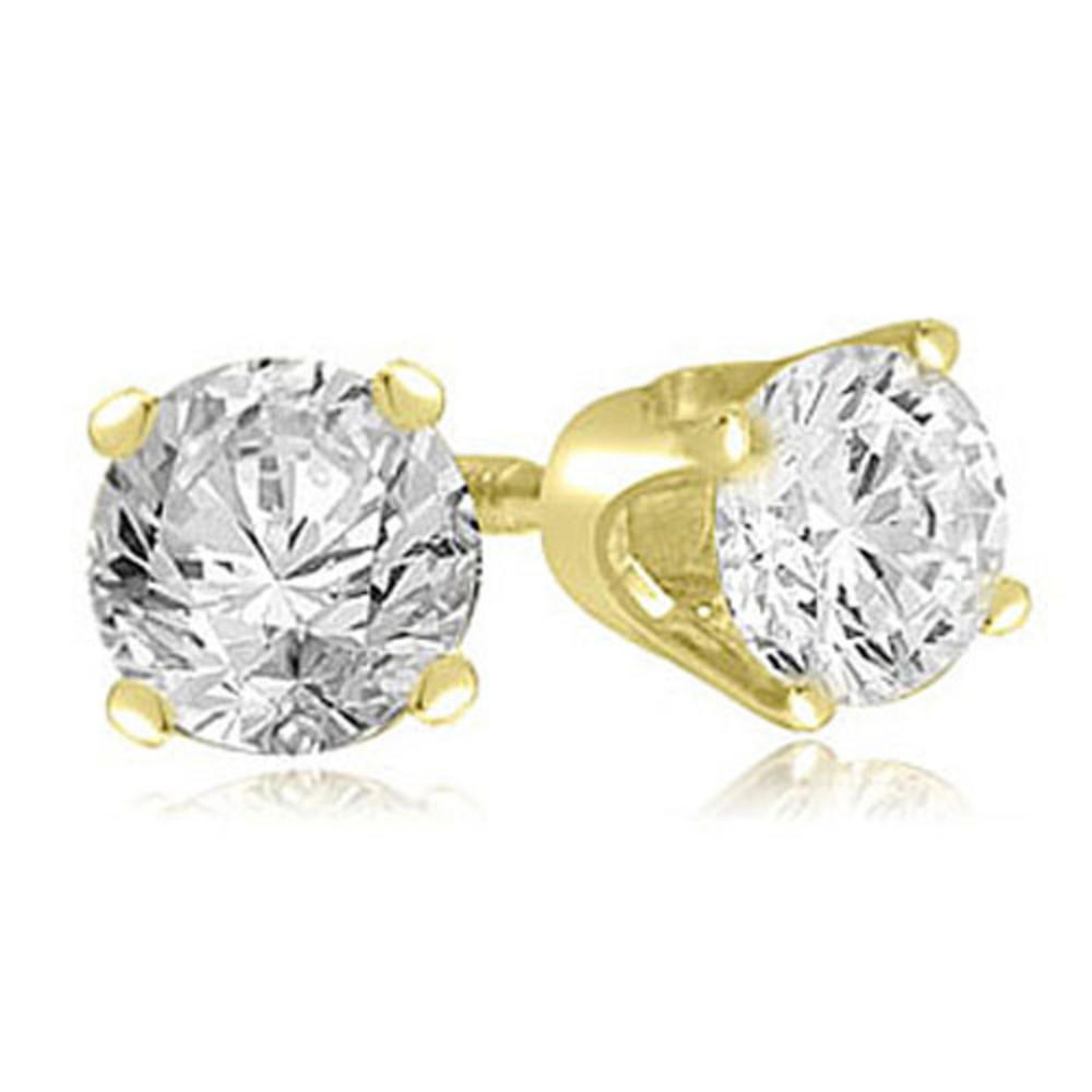 1.50 cttw. 18K Yellow Gold Round Cut Diamond 4-Prong Stud Earrings (I1, H-I)