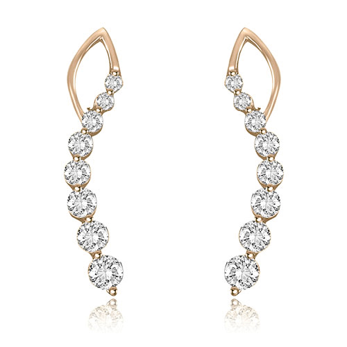 1.00 cttw. 14K Rose Gold Classic Journey Round Cut Diamond Earrings (I1, H-I)