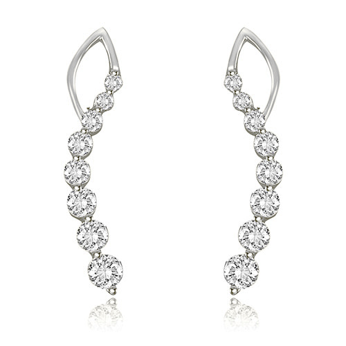 1.00 cttw. 18K White Gold Classic Journey Round Cut Diamond Earrings (SI2, H-I)