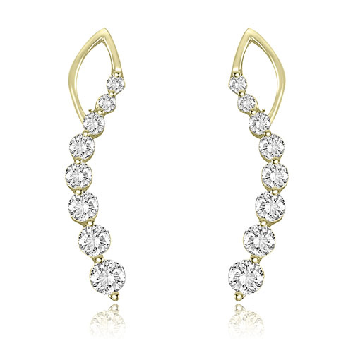 1.00 cttw. 18K Yellow Gold Classic Journey Round Cut Diamond Earrings (SI2, H-I)