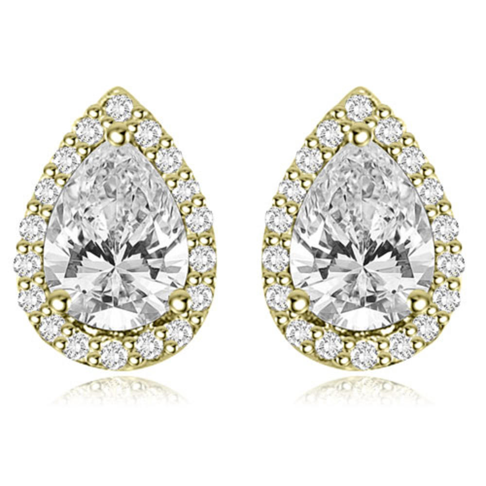 1.25 cttw. 14K Yellow Gold Halo Pear And Round Shape Diamond Earrings (I1, H-I)