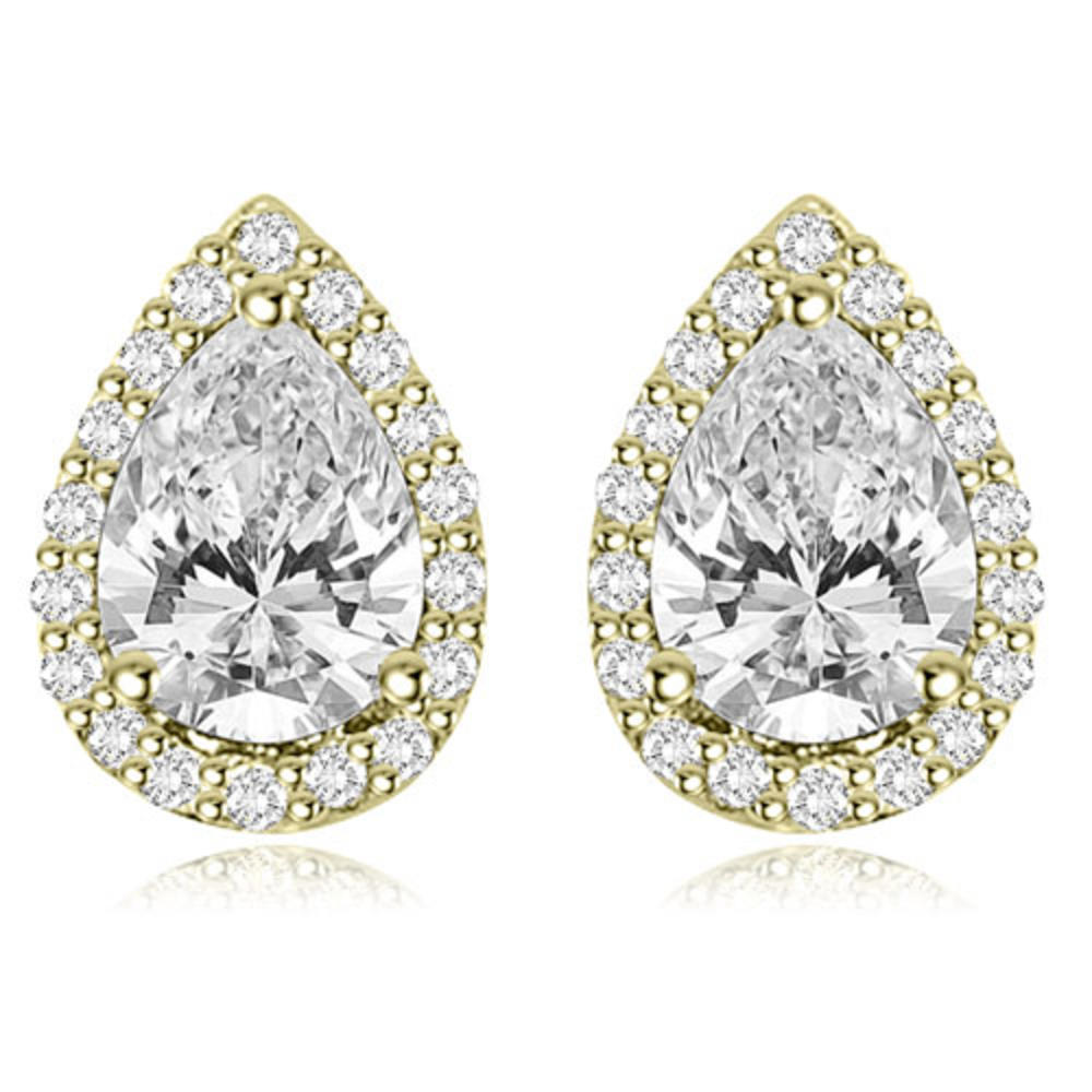 1.25 cttw. 18K Yellow Gold Halo Pear And Round Shape Diamond Earrings (SI2, H-I)