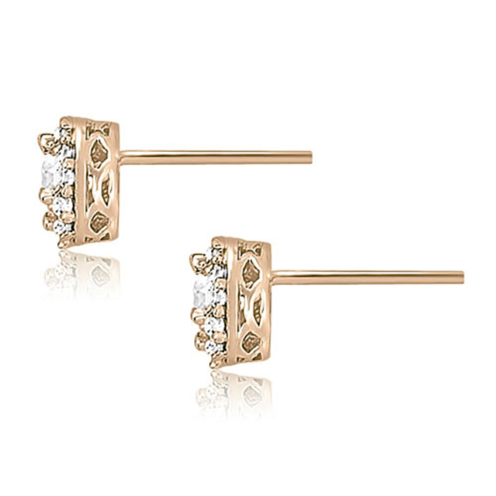 1.25 cttw. 14K Rose Gold Round Cut Halo Diamond Earrings (VS2, G-H)