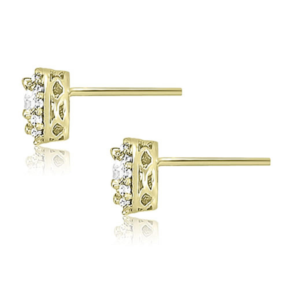 1.25 cttw. 14K Yellow Gold Round Cut Halo Diamond Earrings (VS2, G-H)