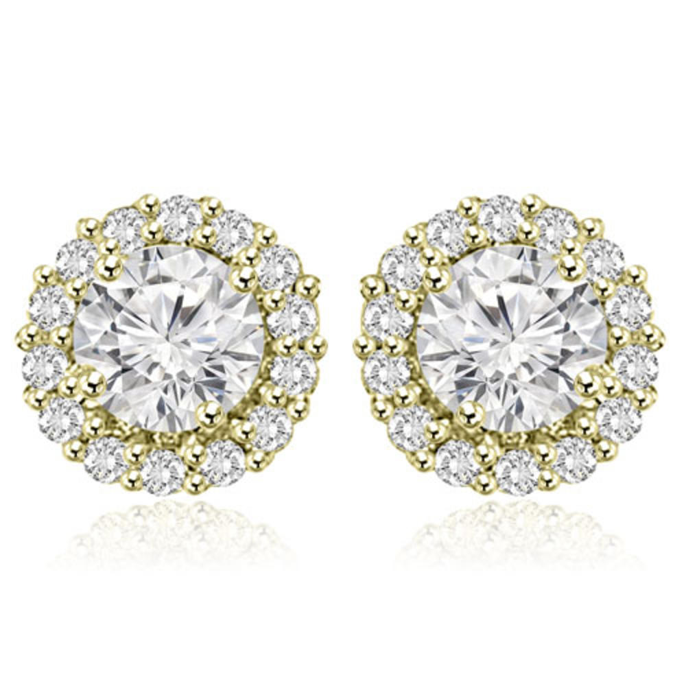 1.25 cttw. 14K Yellow Gold Round Cut Halo Diamond Earrings (SI2, H-I)