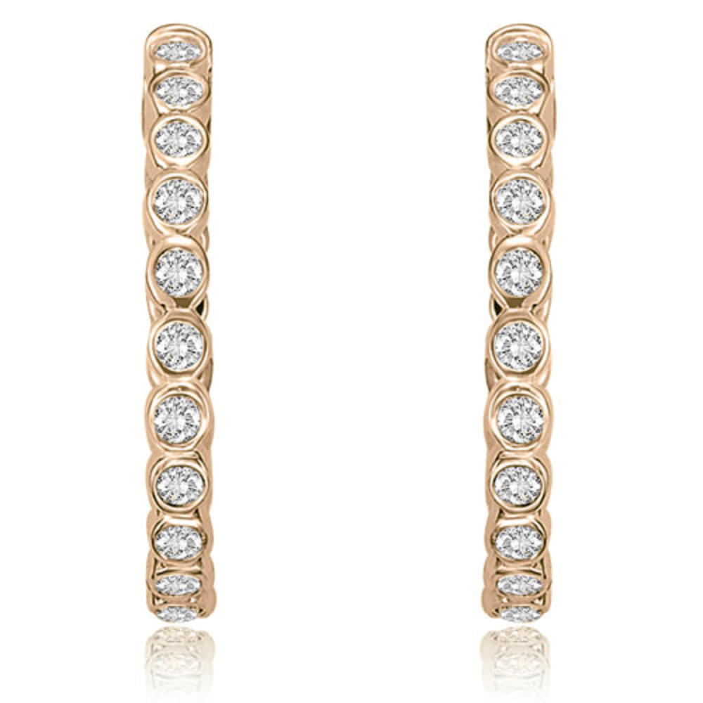 1.00 cttw. 14K Rose Gold Round Cut Diamond Hoop Earrings (I1, H-I)