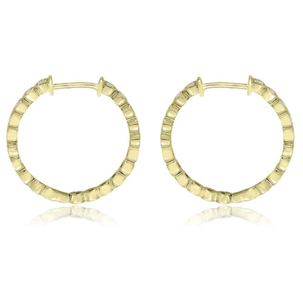 1.00 cttw. 14K Yellow Gold Round Cut Diamond Hoop Earrings (VS2, G-H)