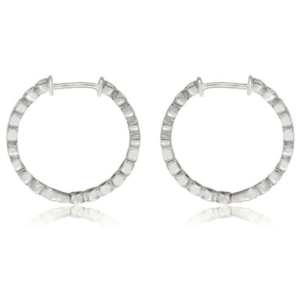 1.00 cttw. 18K White Gold Round Cut Diamond Hoop Earrings (SI2, H-I)