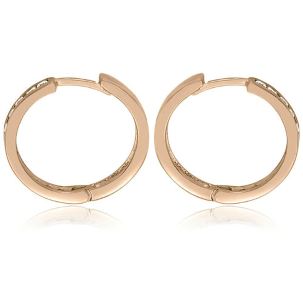 0.75 cttw. 14K Rose Gold Round Cut Diamond Hoop Earrings (I1, H-I)