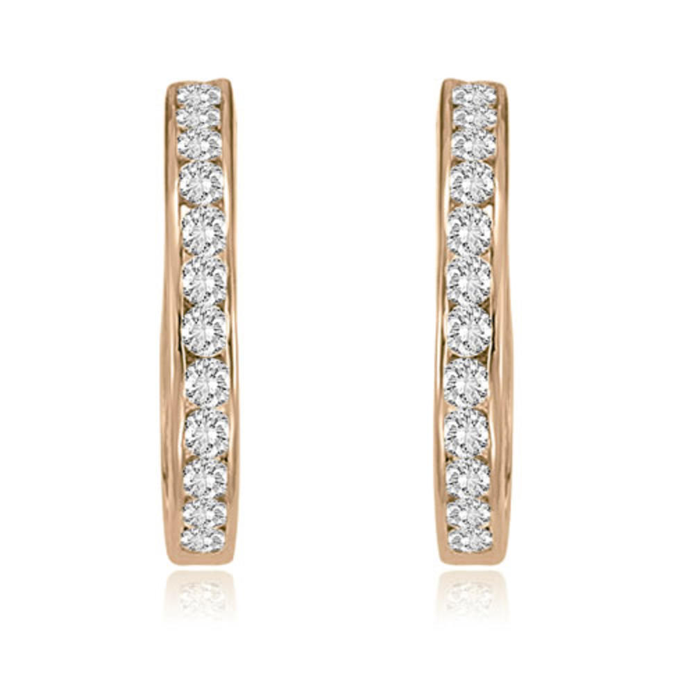 0.75 cttw. 14K Rose Gold Round Cut Diamond Hoop Earrings (I1, H-I)