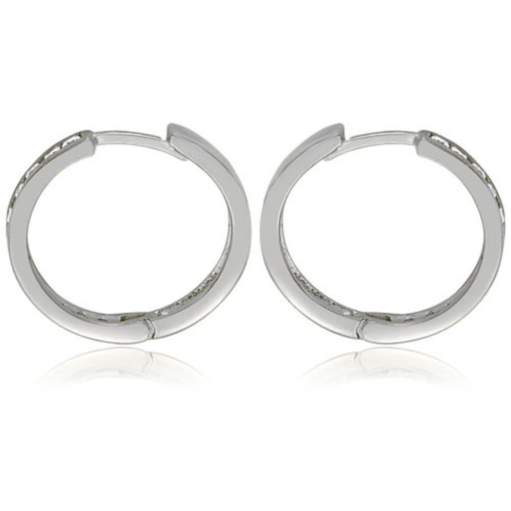 0.75 cttw. 14K White Gold Round Cut Diamond Hoop Earrings (VS2, G-H)