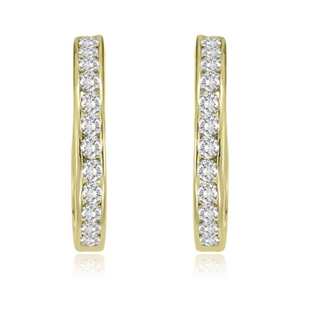0.75 cttw. 14K Yellow Gold Round Cut Diamond Hoop Earrings (I1, H-I)