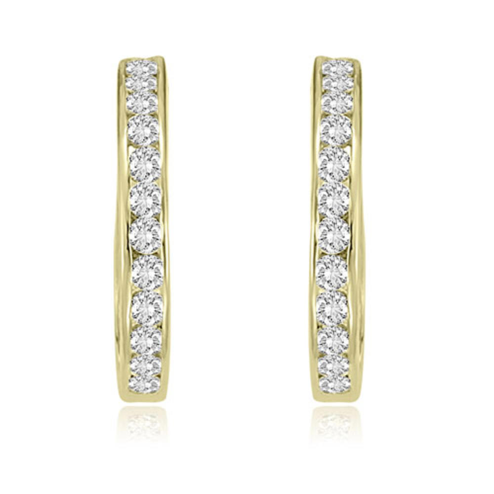 0.75 cttw. 18K Yellow Gold Round Cut Diamond Hoop Earrings (VS2, G-H)