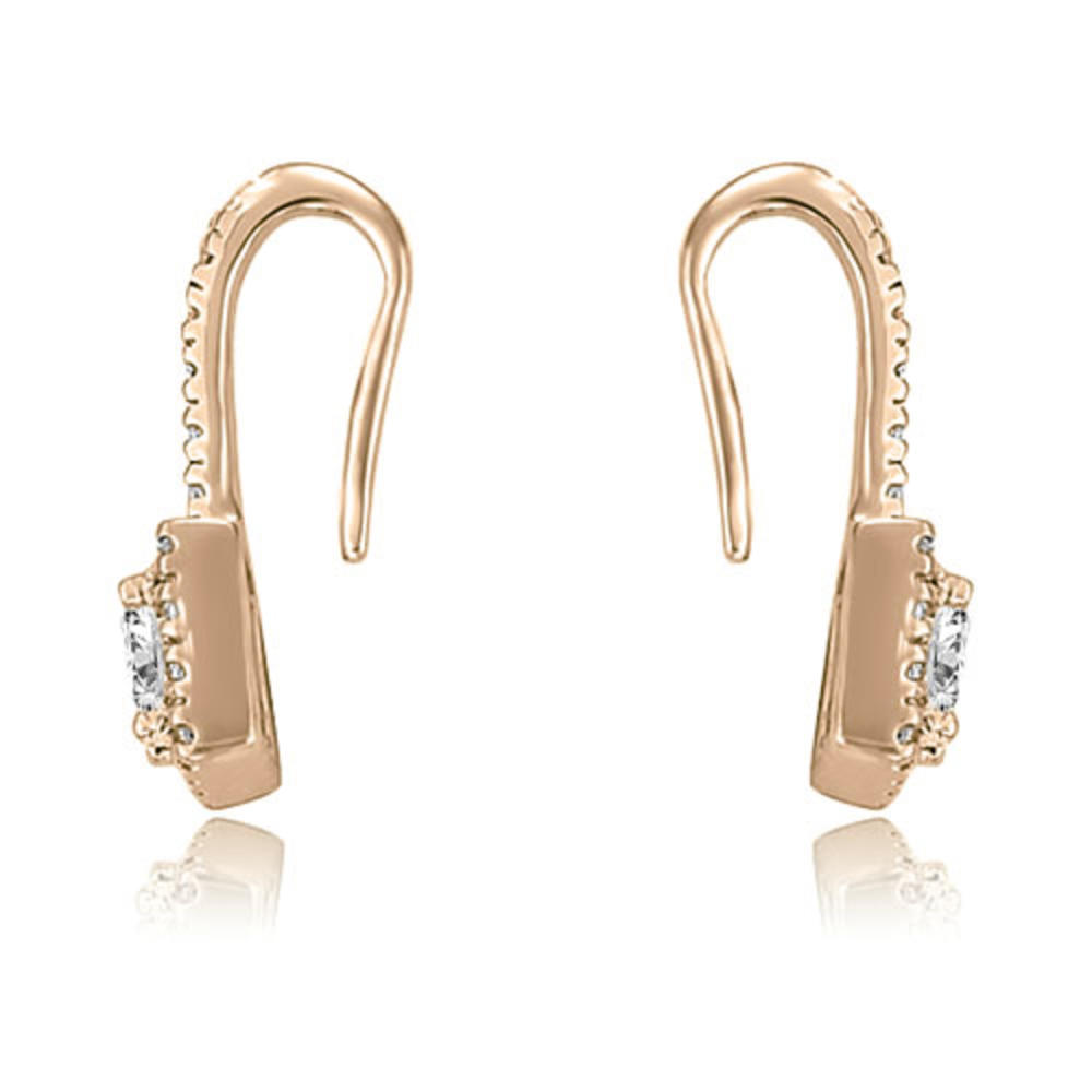 0.90 cttw. 14K Rose Gold Round And Princess Diamond Fish-Hook Earrings (SI2, H-I)