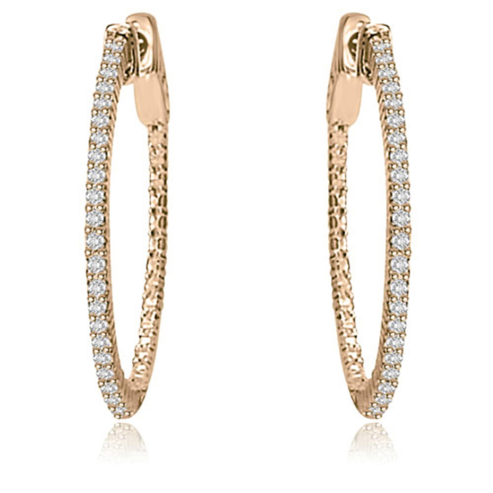 0.50 cttw. 14K Rose Gold Round Cut Diamond Hoop Earrings (VS2, G-H)