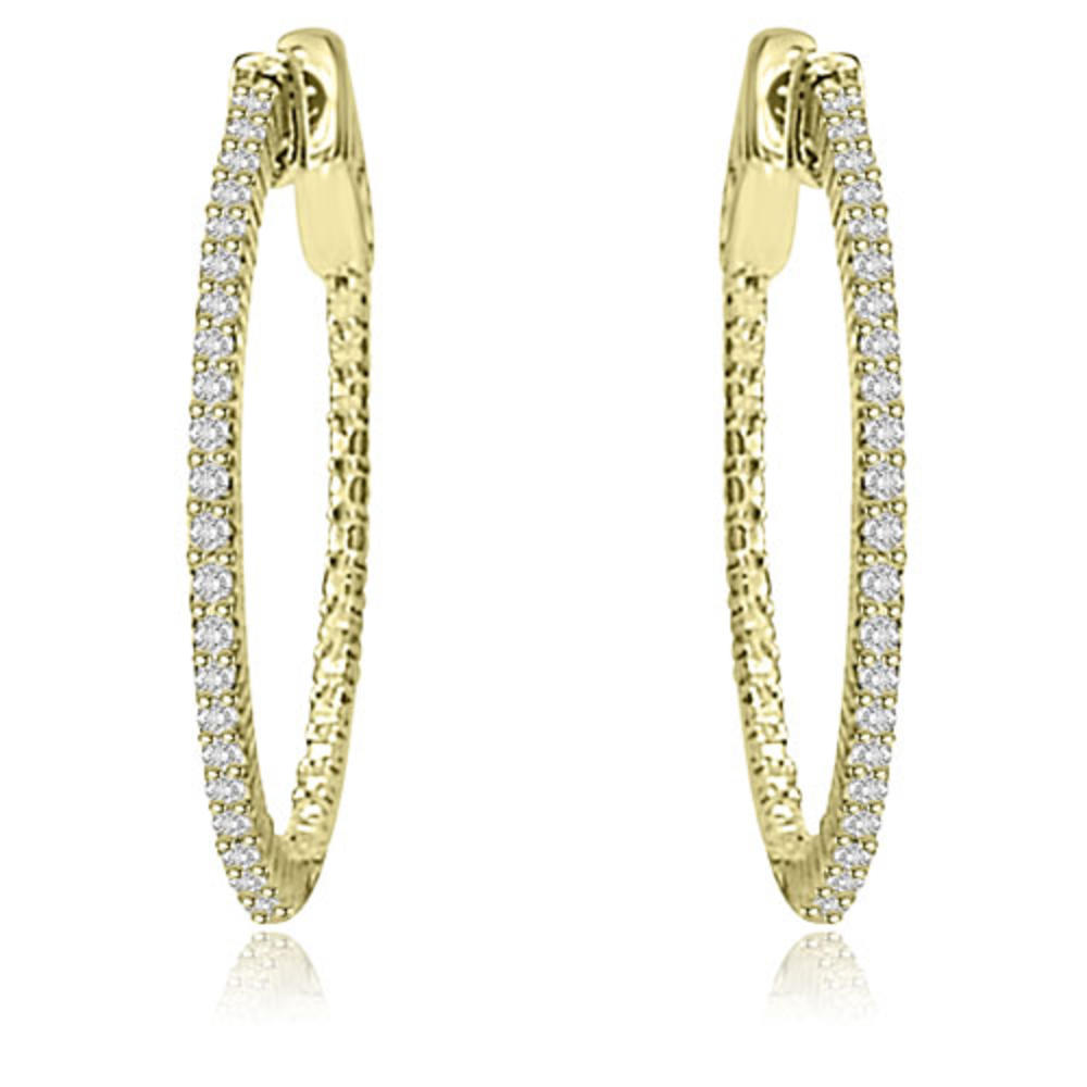 0.50 cttw. 14K Yellow Gold Round Cut Diamond Hoop Earrings (I1, H-I)