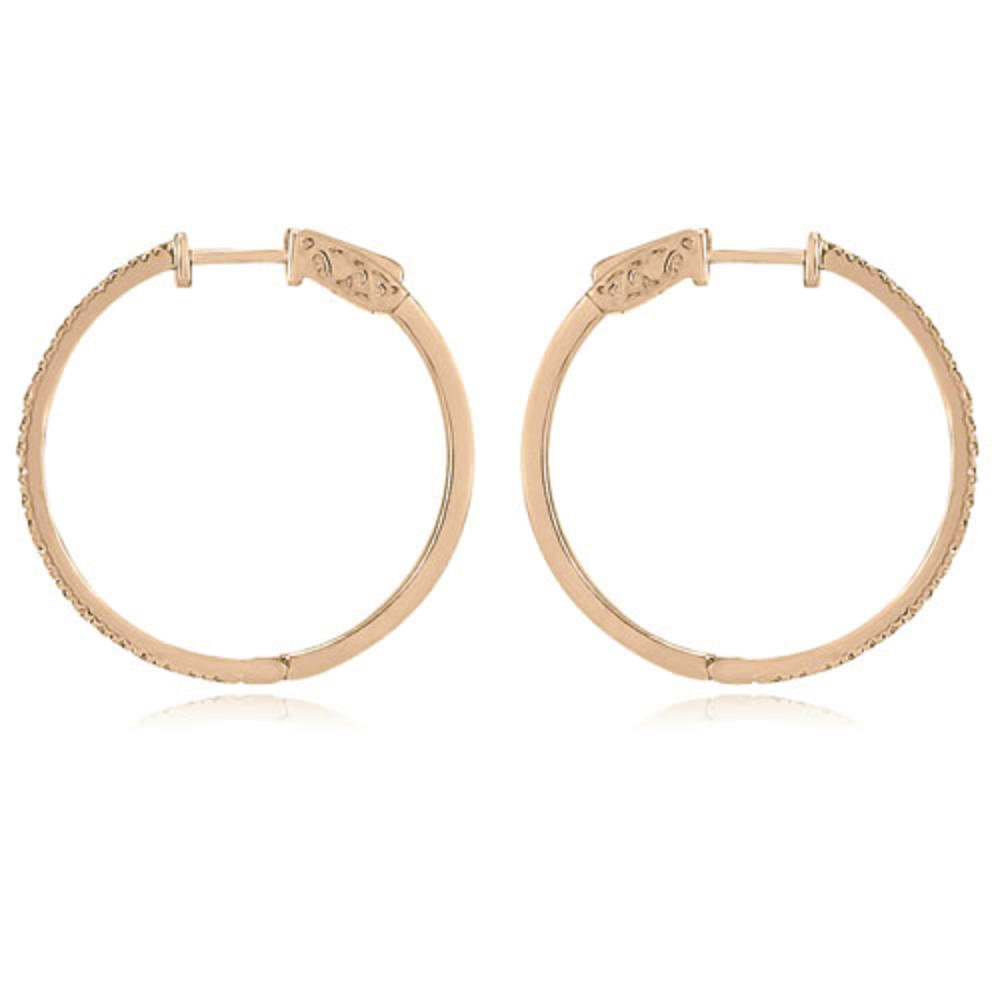0.50 cttw. 14K Rose Gold Round Cut Diamond Hoop Earrings (I1, H-I)