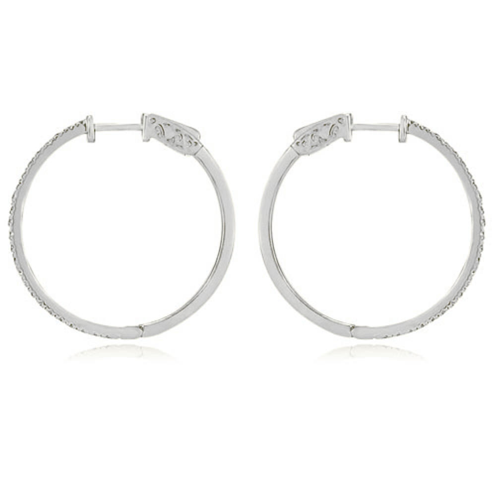 0.50 cttw. 18K White Gold Round Cut Diamond Hoop Earrings (I1, H-I)