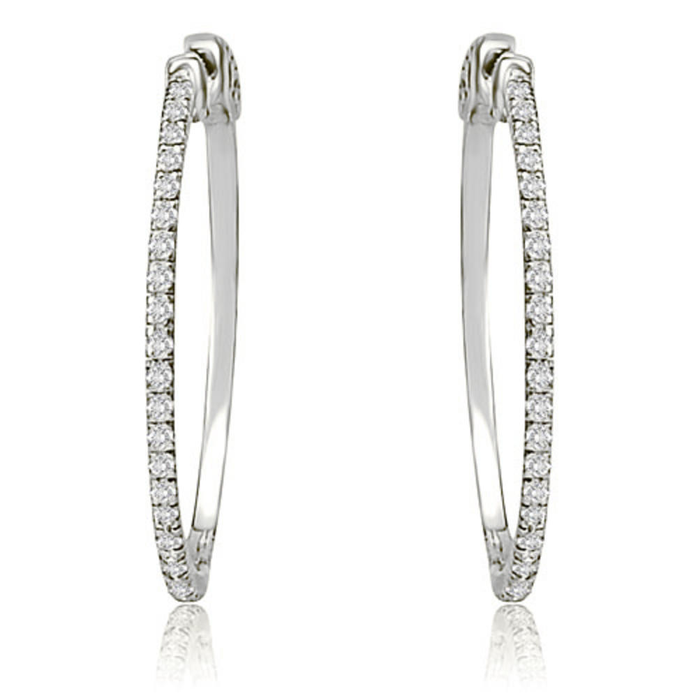 0.50 cttw. 18K White Gold Round Cut Diamond Hoop Earrings (SI2, H-I)