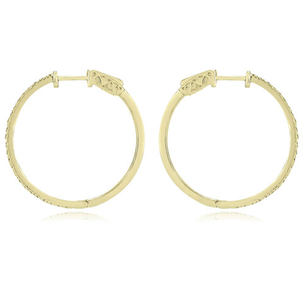 0.50 cttw. 18K Yellow Gold Round Cut Diamond Hoop Earrings (VS2, G-H)