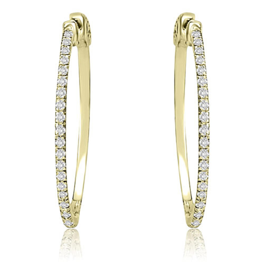 0.50 cttw. 18K Yellow Gold Round Cut Diamond Hoop Earrings (VS2, G-H)