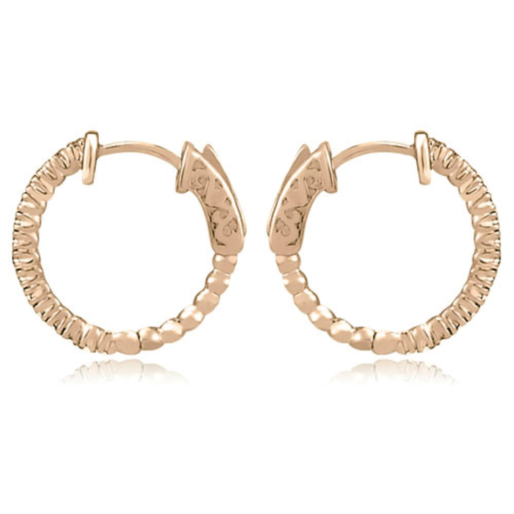 0.30 cttw. 14K Rose Gold Round Cut Diamond Hoop Earrings (VS2, G-H)