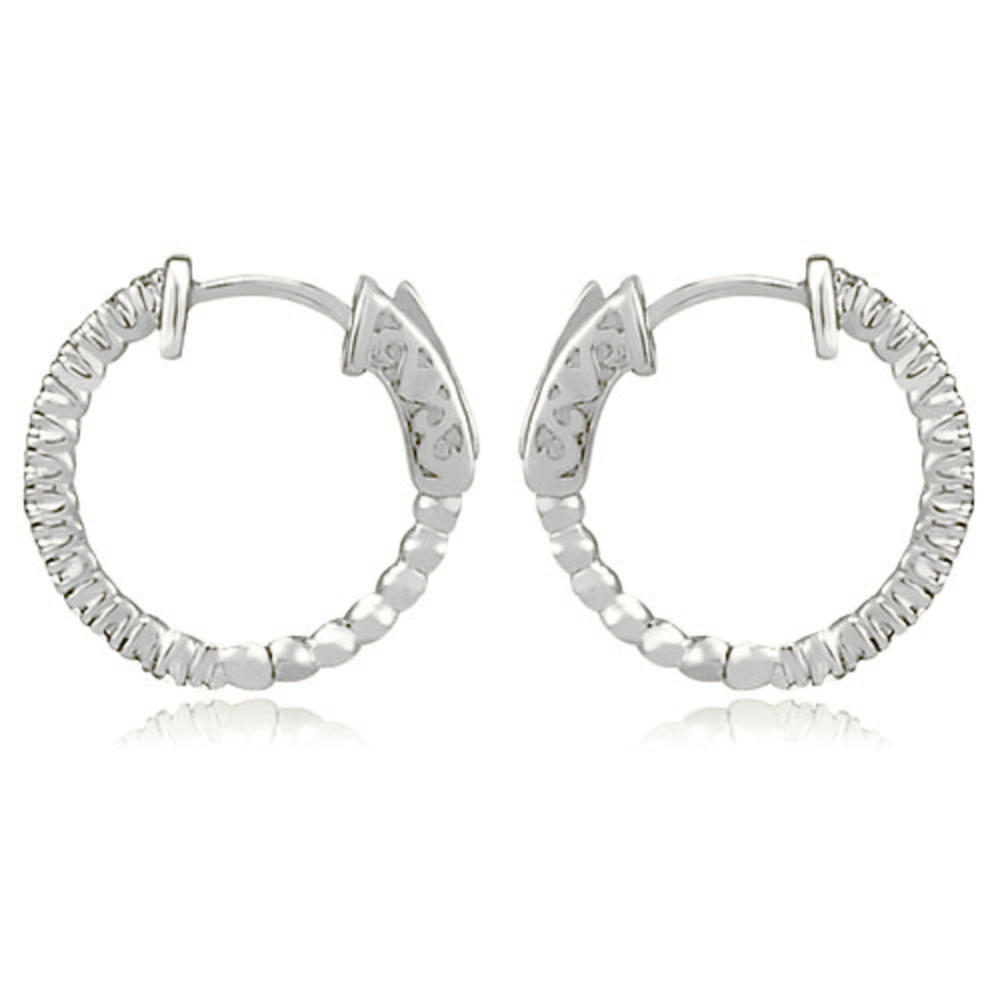 0.30 cttw. 18K White Gold Round Cut Diamond Hoop Earrings (SI2, H-I)