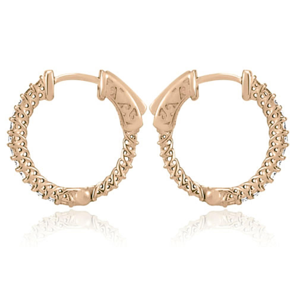 0.50 cttw. 14K Rose Gold Round Cut Diamond Hoop Earrings (VS2, G-H)