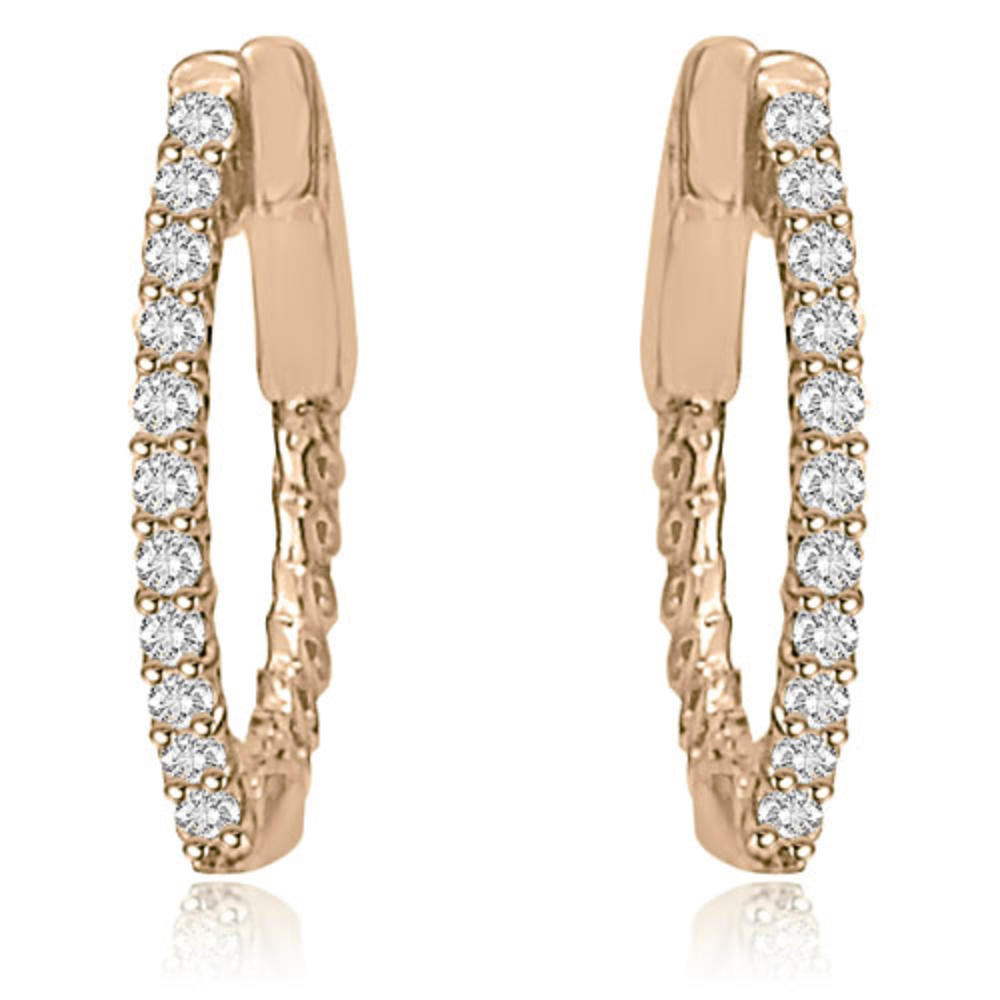 0.50 cttw. 14K Rose Gold Round Cut Diamond Hoop Earrings (I1, H-I)