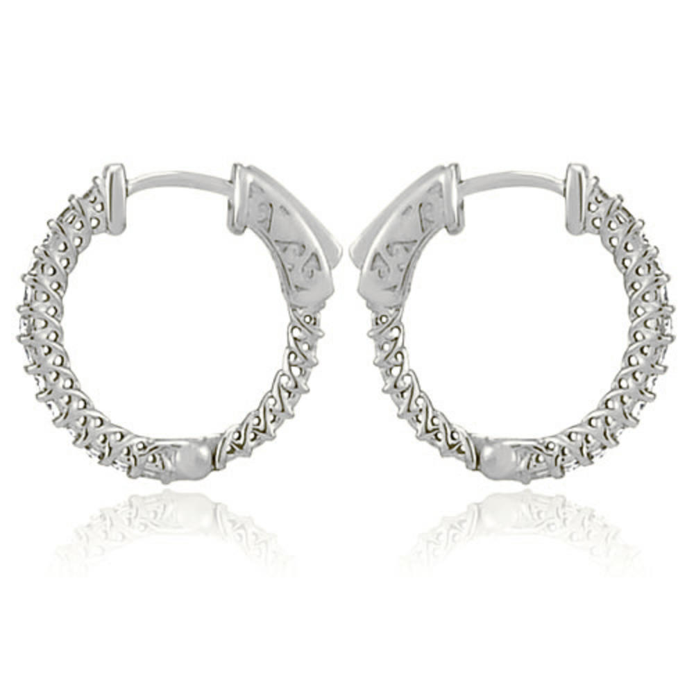 0.50 cttw. 14K White Gold Round Cut Diamond Hoop Earrings (VS2, G-H)