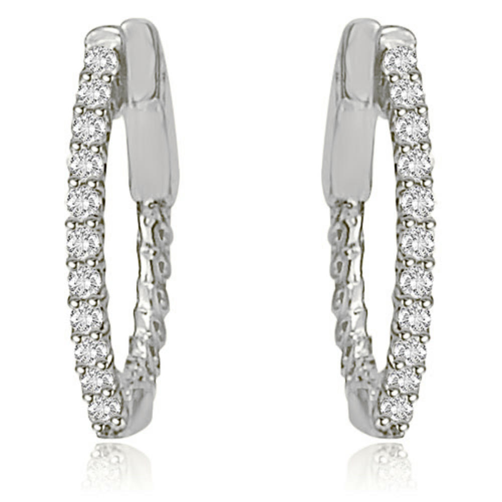 0.50 cttw. 14K White Gold Round Cut Diamond Hoop Earrings (I1, H-I)