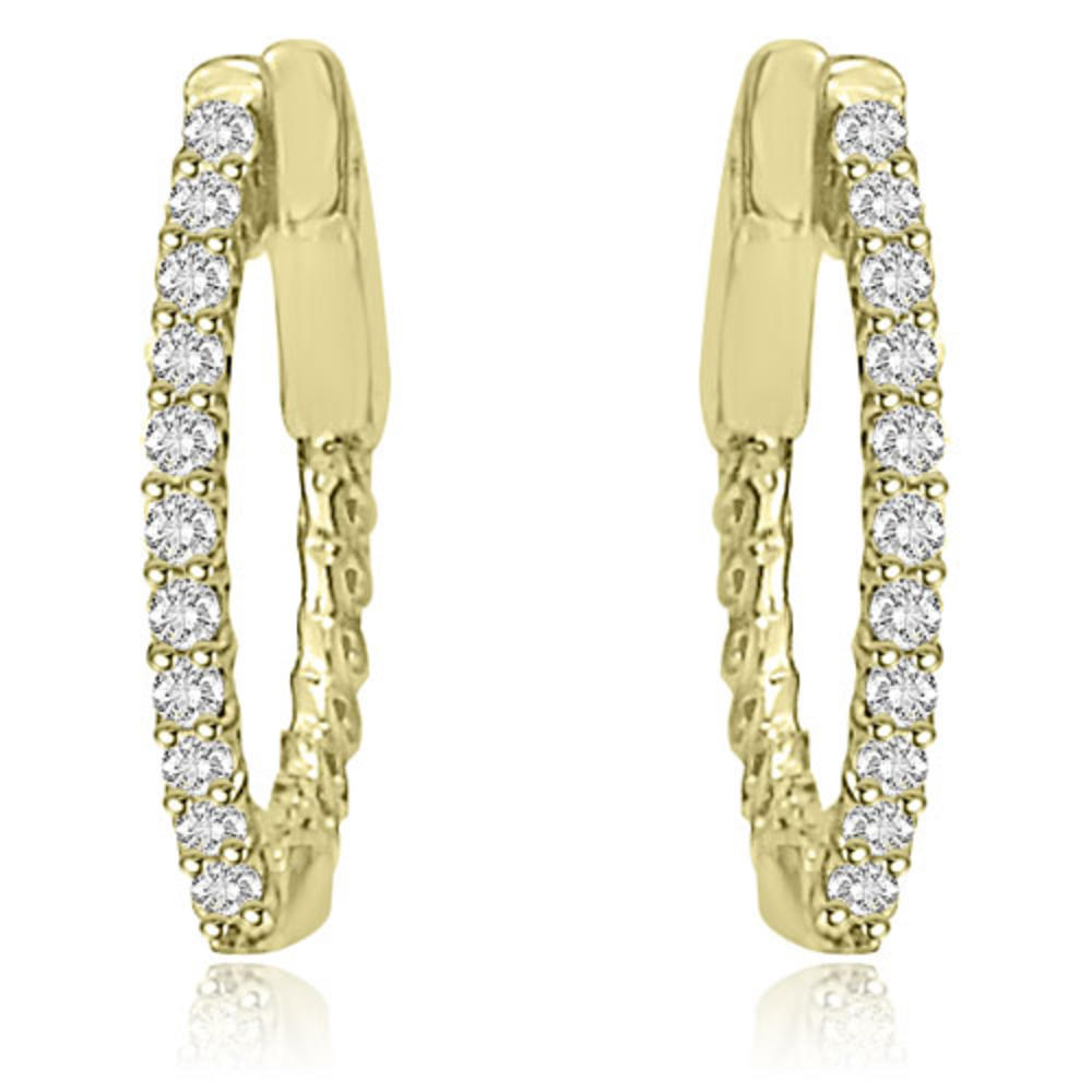 0.50 cttw. 14K Yellow Gold Round Cut Diamond Hoop Earrings (SI2, H-I)