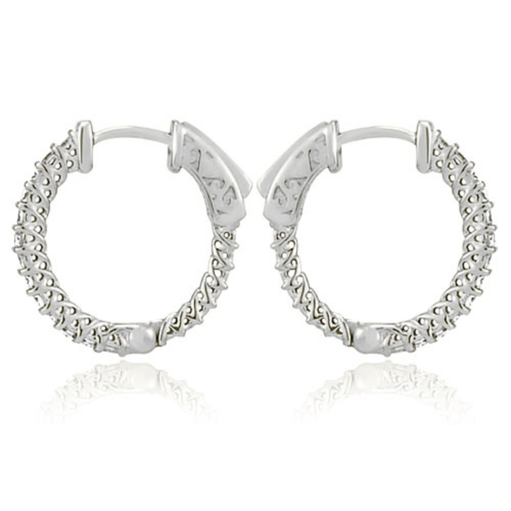 0.50 cttw. 18K White Gold Round Cut Diamond Hoop Earrings (SI2, H-I)