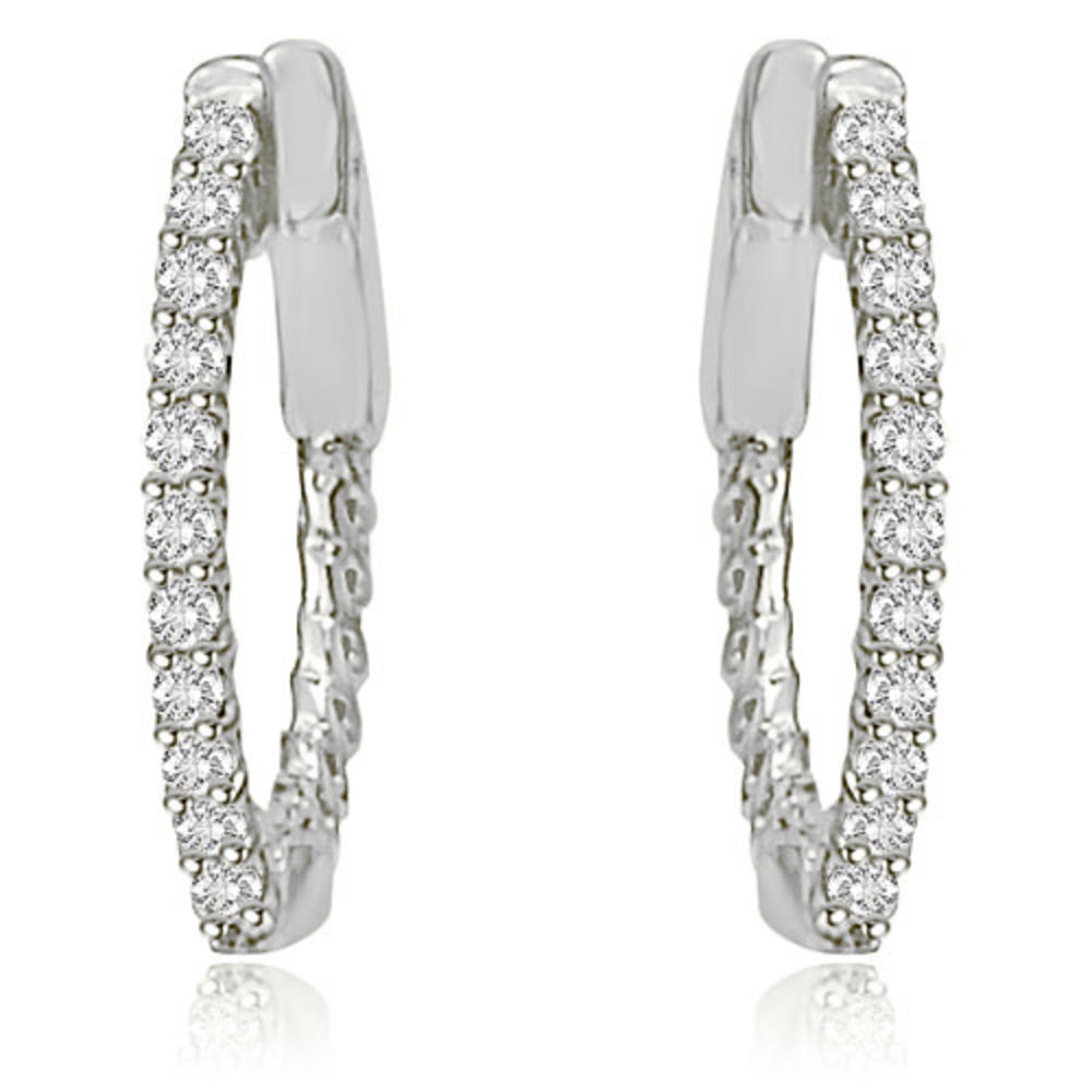 0.50 cttw. 18K White Gold Round Cut Diamond Hoop Earrings (VS2, G-H)