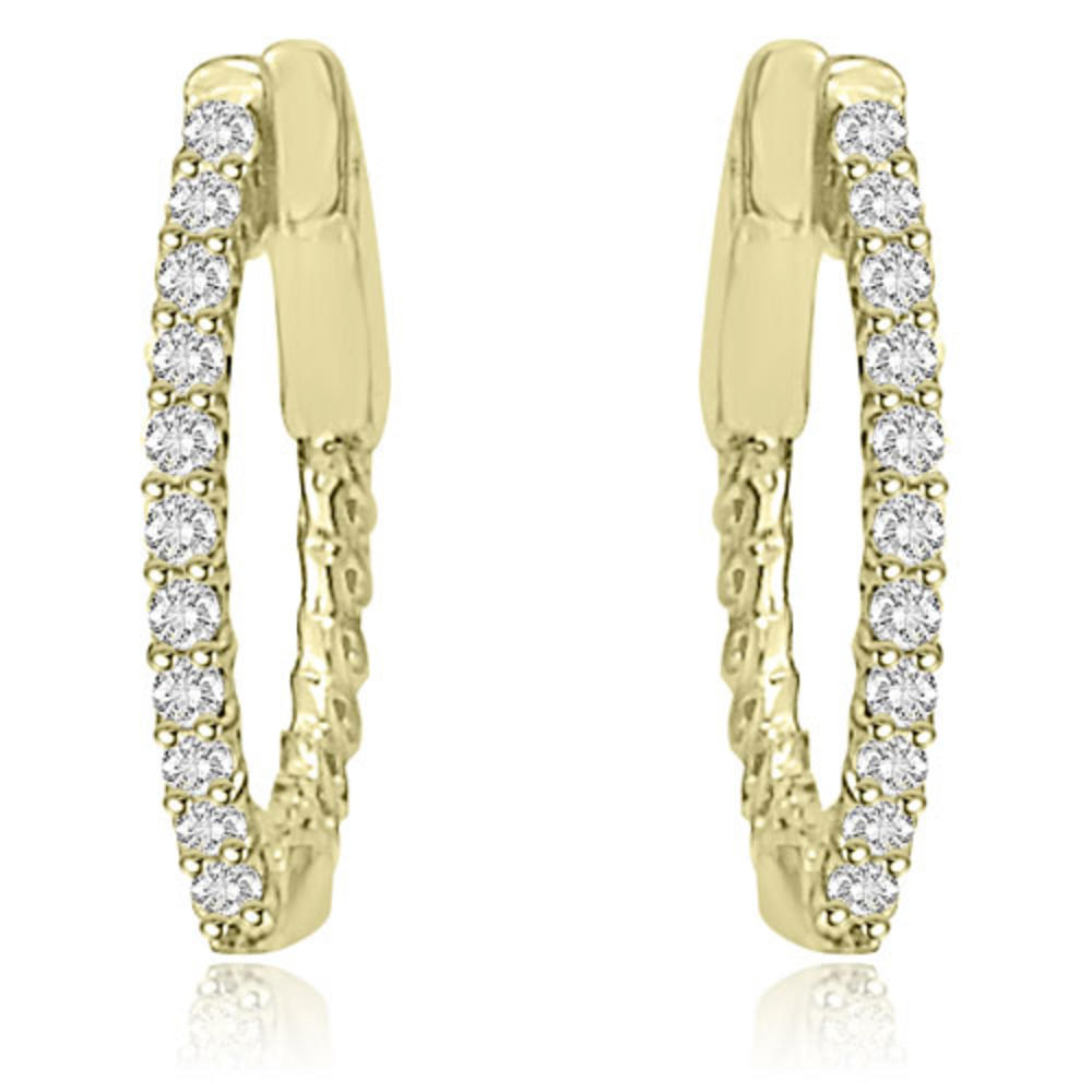 0.50 cttw. 18K Yellow Gold Round Cut Diamond Hoop Earrings (I1, H-I)