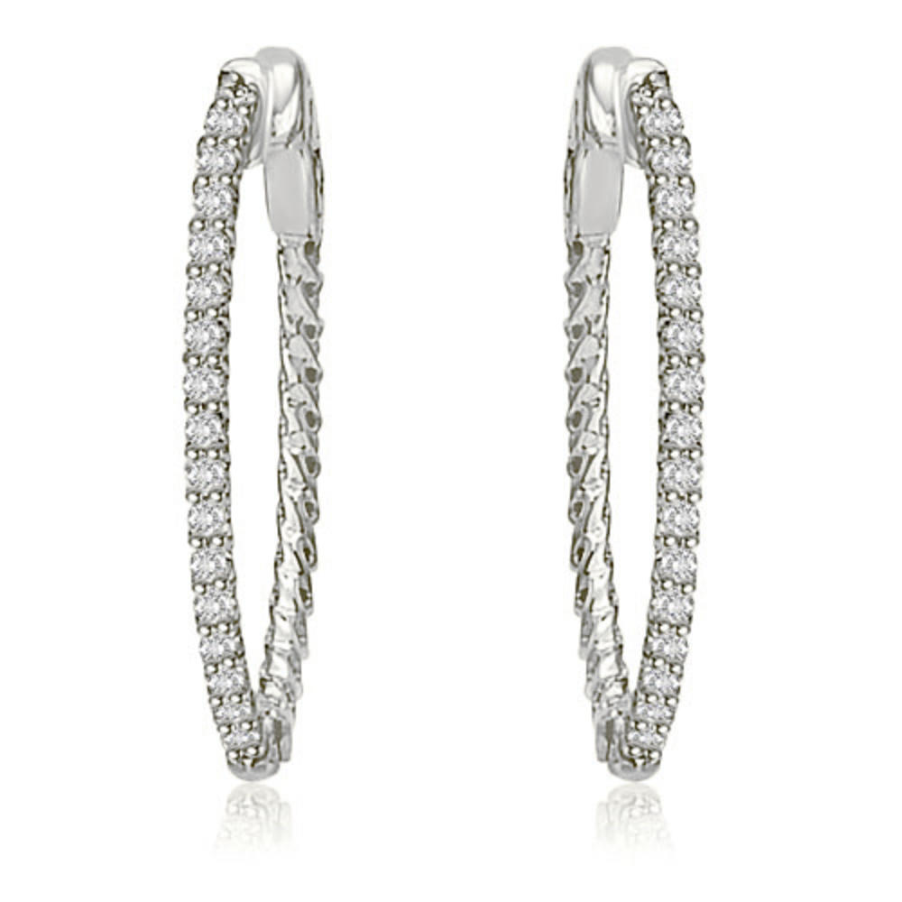 0.75 cttw. 14K White Gold Round Cut Diamond Hoop Earrings (VS2, G-H)