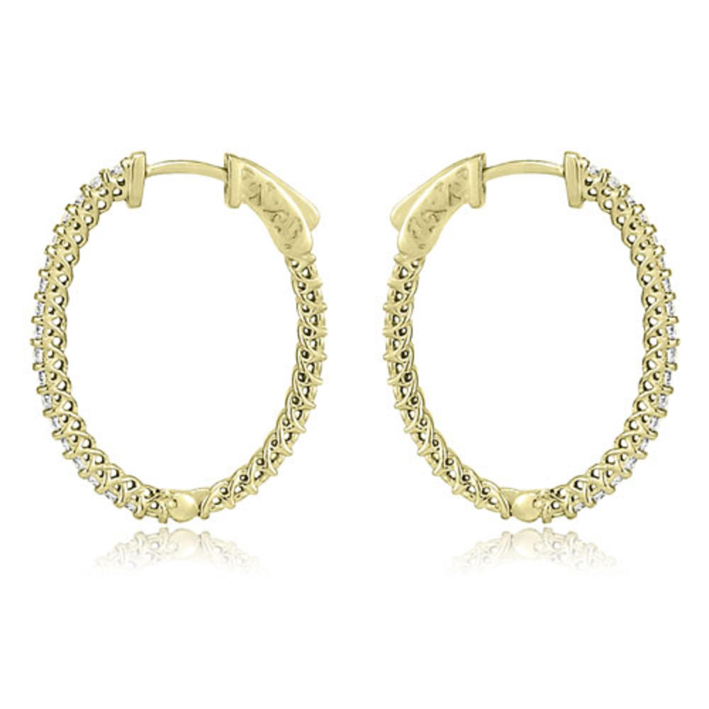 0.75 cttw. 14K Yellow Gold Round Cut Diamond Hoop Earrings (SI2, H-I)