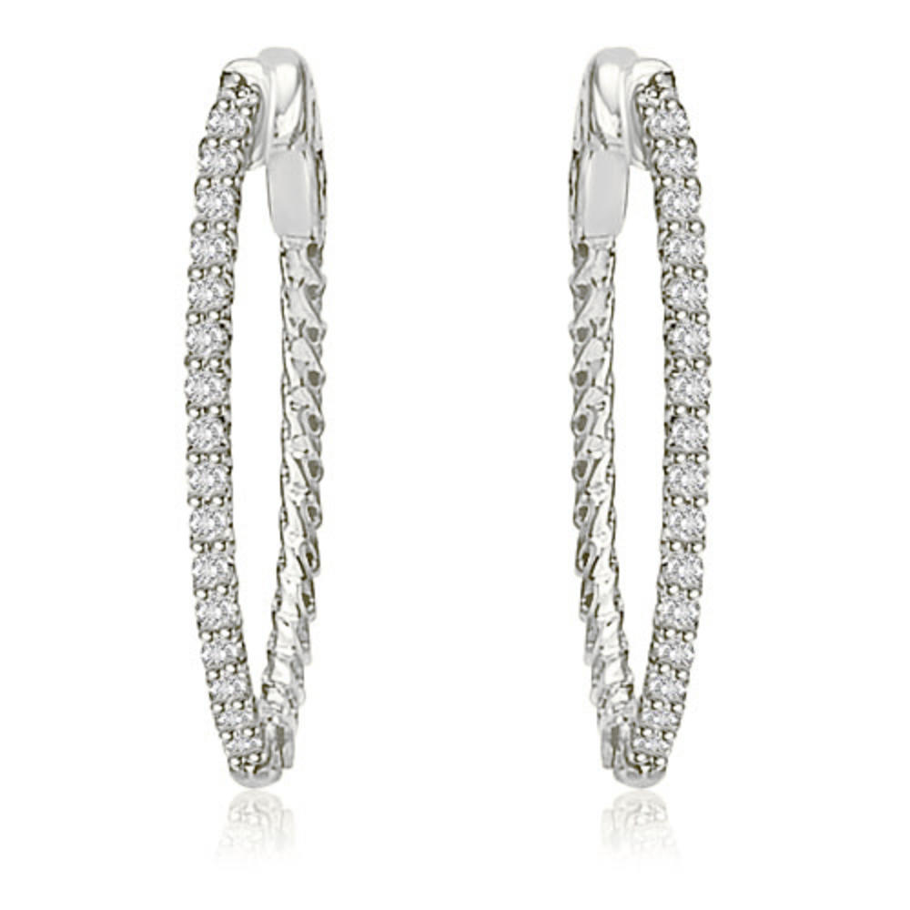 0.75 cttw. 18K White Gold Round Cut Diamond Hoop Earrings (SI2, H-I)