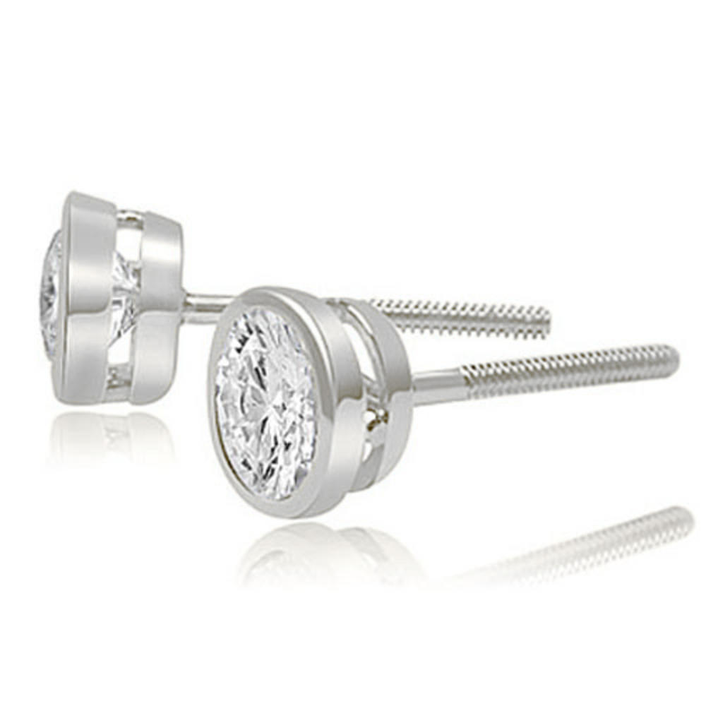 0.75 cttw. Platinum Round Cut Diamond Bezel Stud Earrings (VS2, G-H)