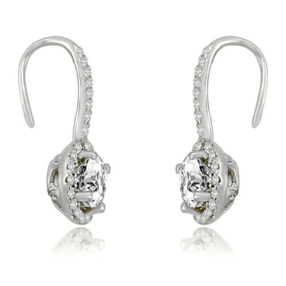 1.85 cttw. 14K White Gold Halo Round Cut Diamond Fish-Hook Earrings (SI2, H-I)