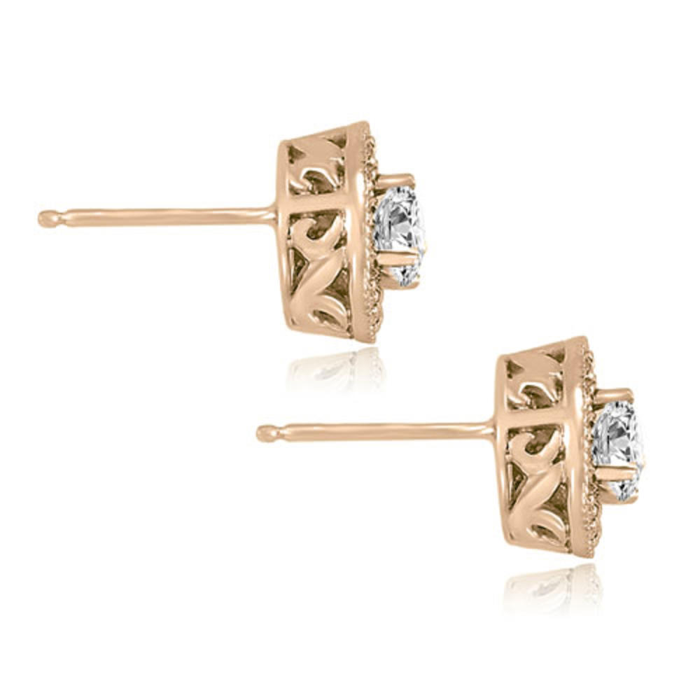 1.35 cttw. 14K Rose Gold Halo Round Cut Diamond Earrings (I1, H-I)