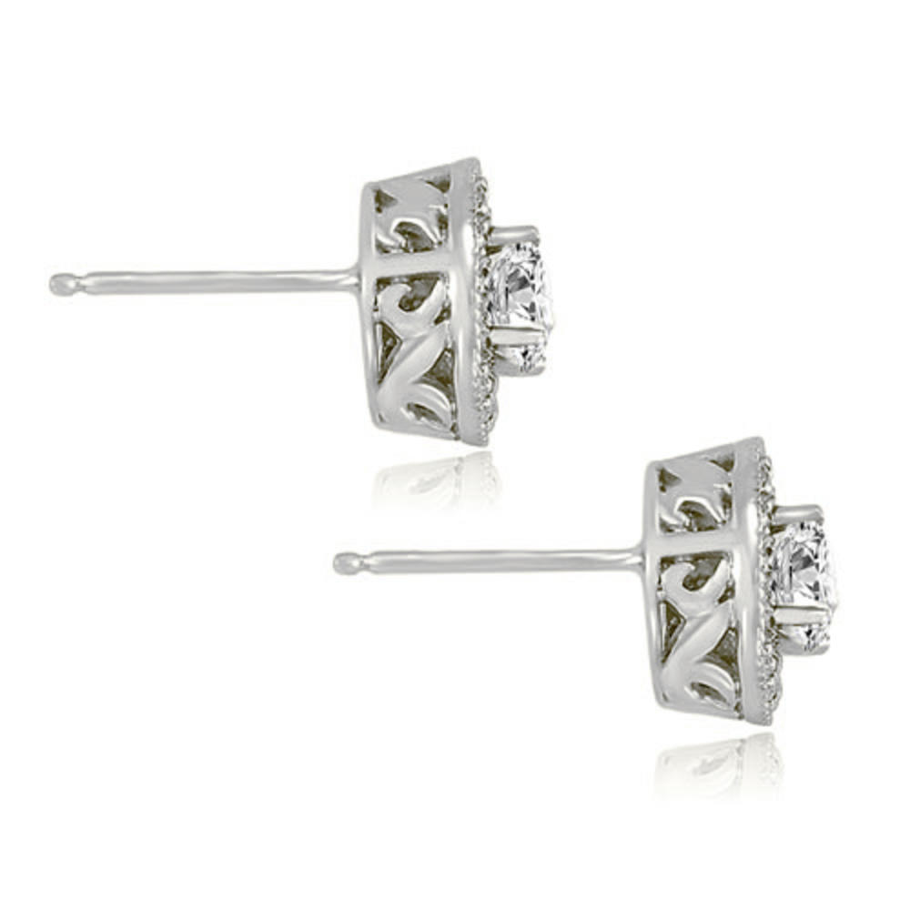 1.35 cttw. 14K White Gold Halo Round Cut Diamond Earrings (SI2, H-I)