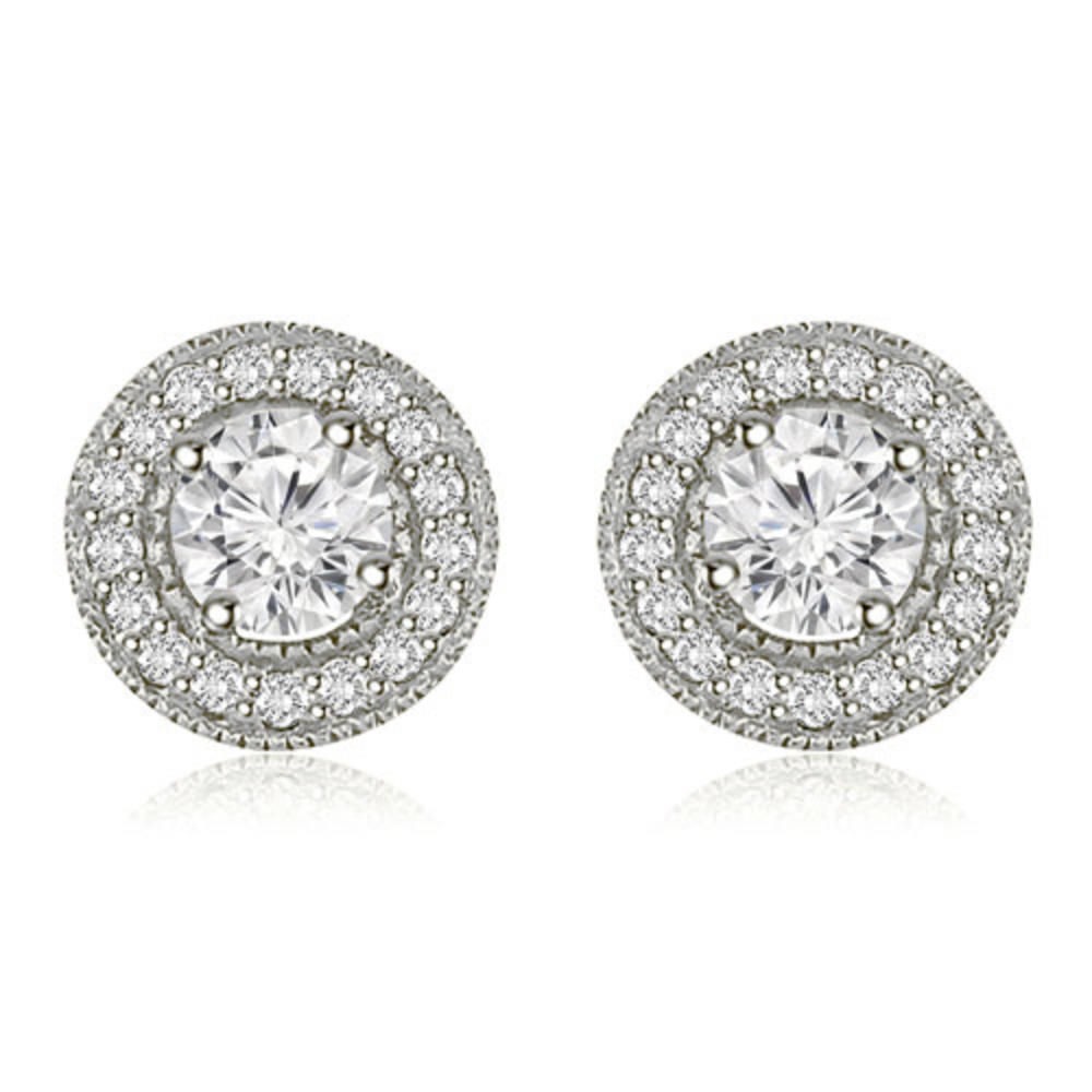 1.35 cttw. 14K White Gold Halo Round Cut Diamond Earrings (I1, H-I)