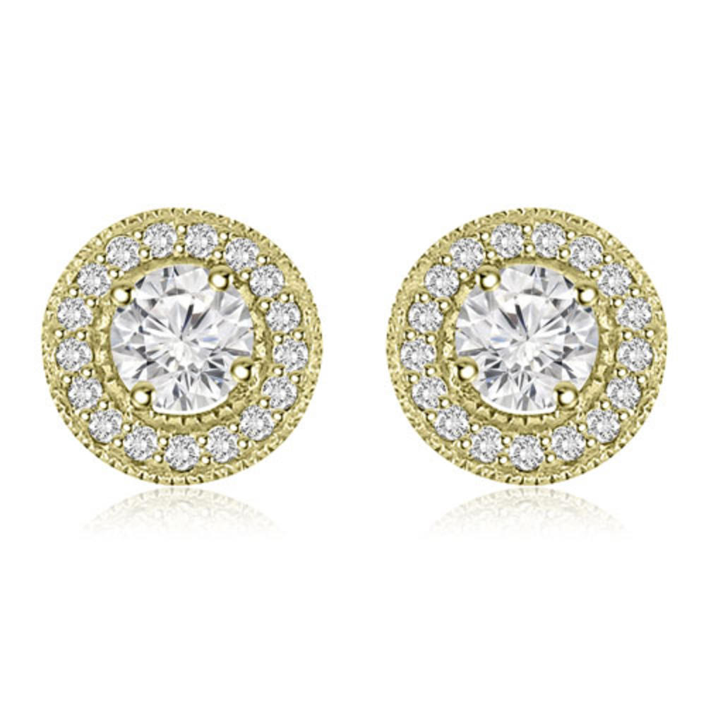 1.35 cttw. 14K Yellow Gold Halo Round Cut Diamond Earrings (I1, H-I)