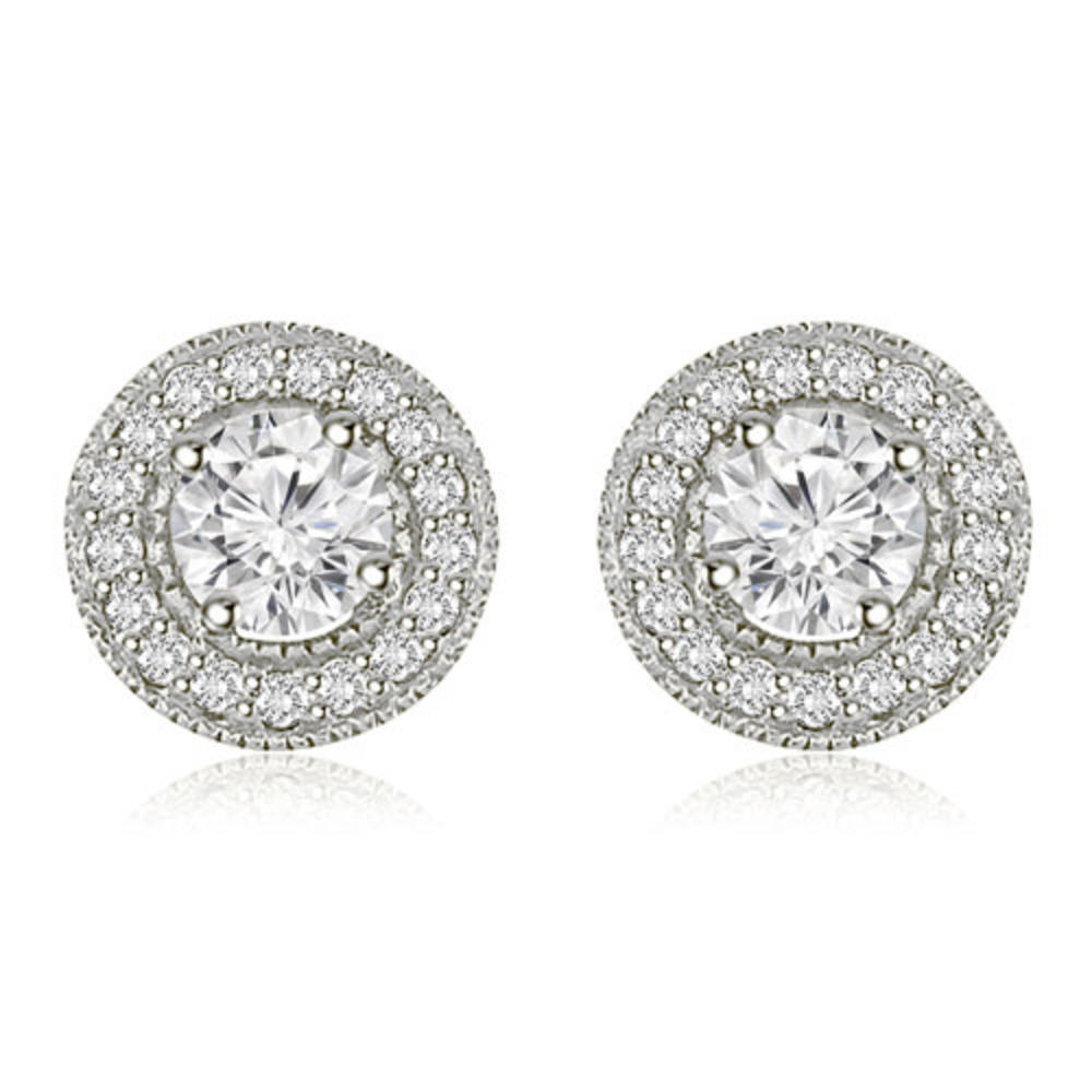 1.35 cttw. 18K White Gold Halo Round Cut Diamond Earrings (I1, H-I)