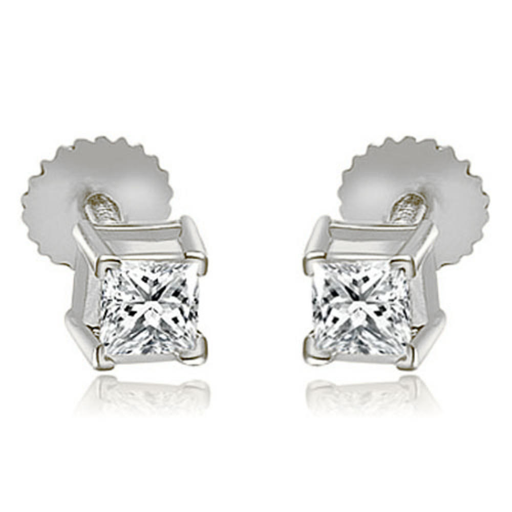 0.50 cttw. Platinum Princess Cut Diamond V-Prong Heavy Stud Earrings (SI2, H-I)