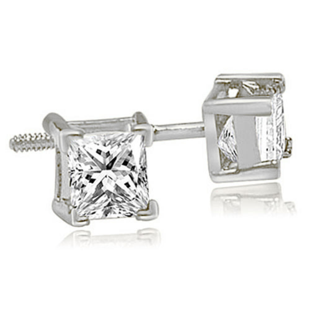 1.50 cttw. Platinum Princess Cut Diamond V-Prong Heavy Stud Earrings (SI2, H-I)