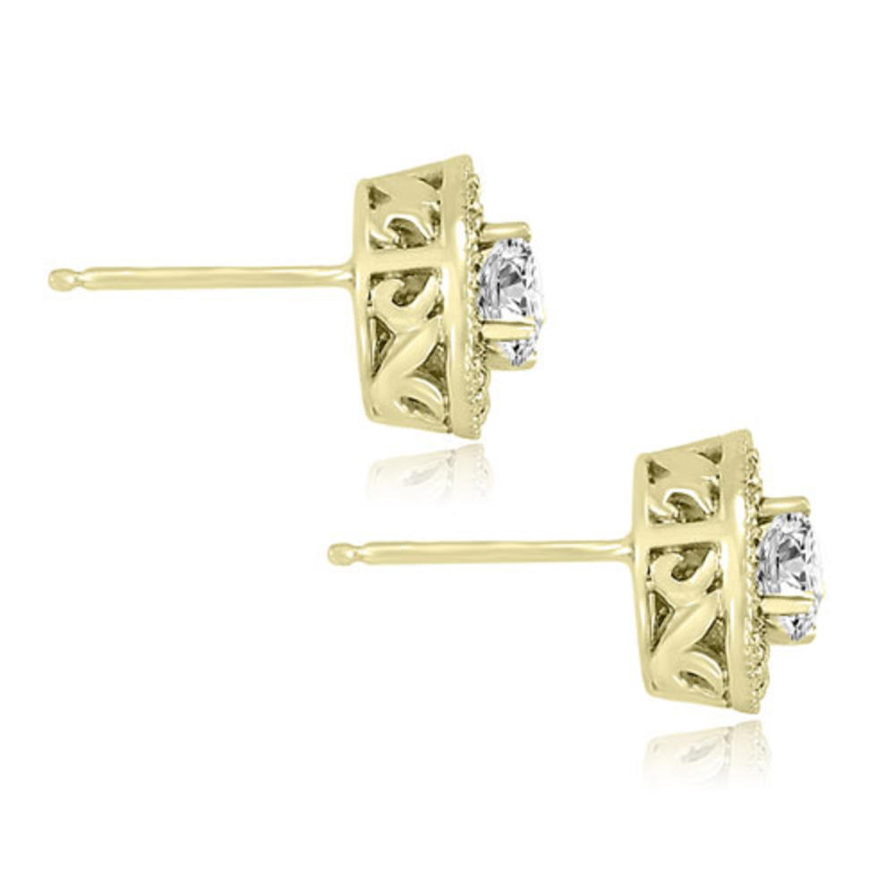 1.35 cttw. 18K Yellow Gold Halo Round Cut Diamond Earrings (VS2, G-H)