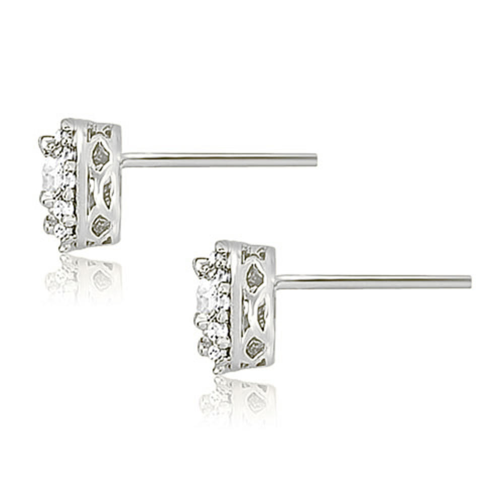 1.25 cttw. Platinum Round Cut Halo Diamond Earrings (VS2, G-H)